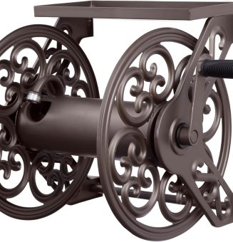 Liberty Garden 708 Steel Decorative Wall Mount Garden Hose Reel, Holds 125-Feet of 5/8-Inch Hose - Bronze