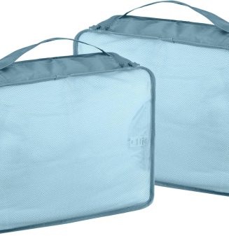 Ebbniur Packing Cubes Set, 2 Pcs Packing Organizers Set for Suitcases (Grey blue)